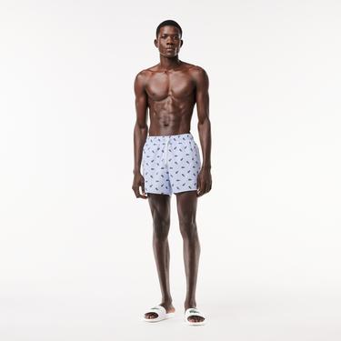  Lacoste Multi Logo Erkek Mavi Deniz Şortu