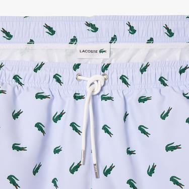  Lacoste Multi Logo Erkek Mavi Deniz Şortu