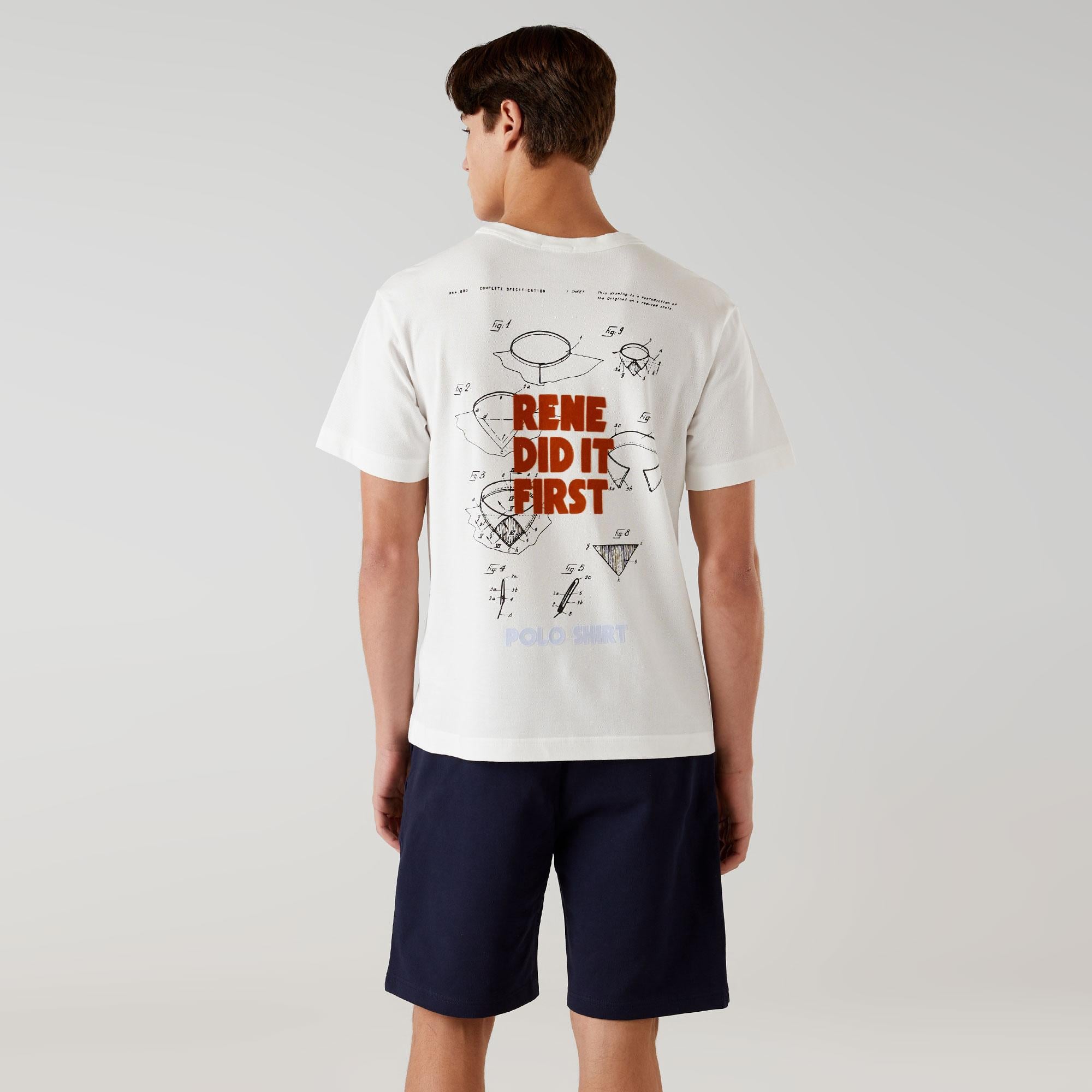 Lacoste Bisiklet Yaka Baskılı Erkek Beyaz T-Shirt