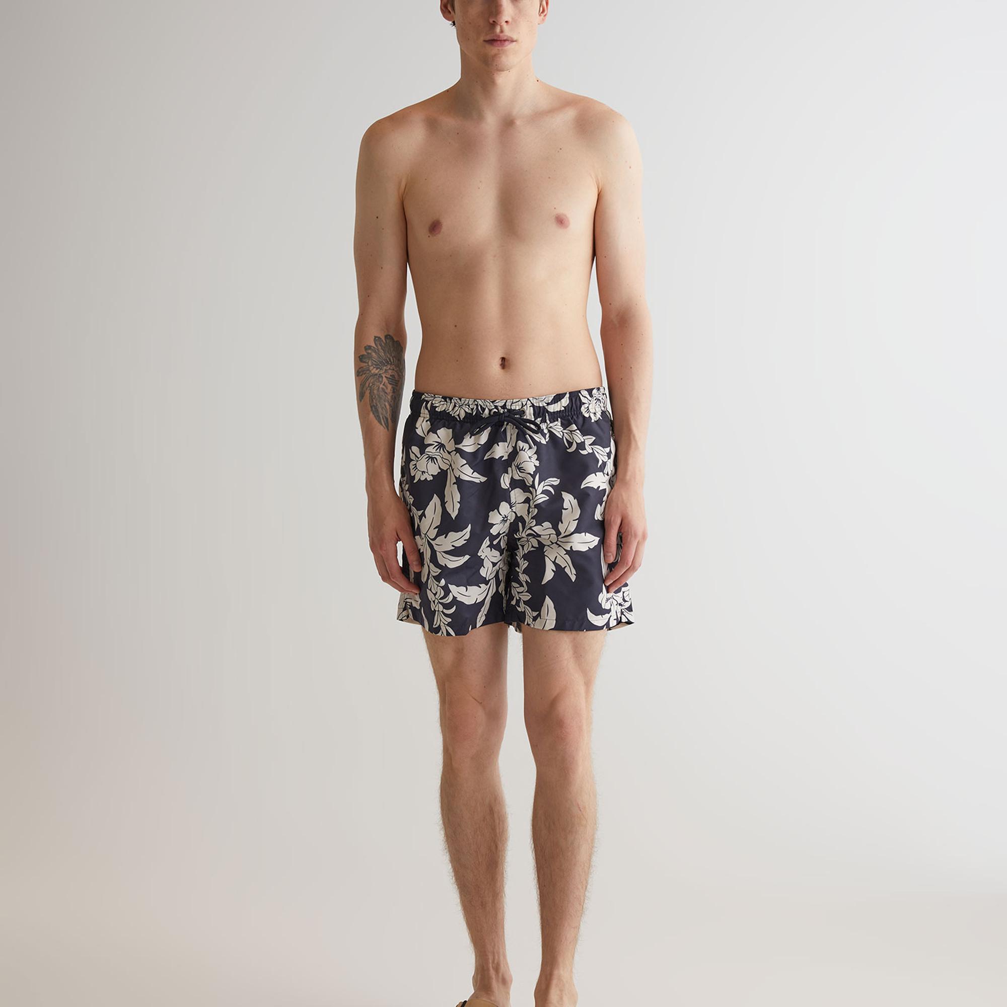 GANT Erkek Lacivert Regular Fit Desenli Mayo Şort