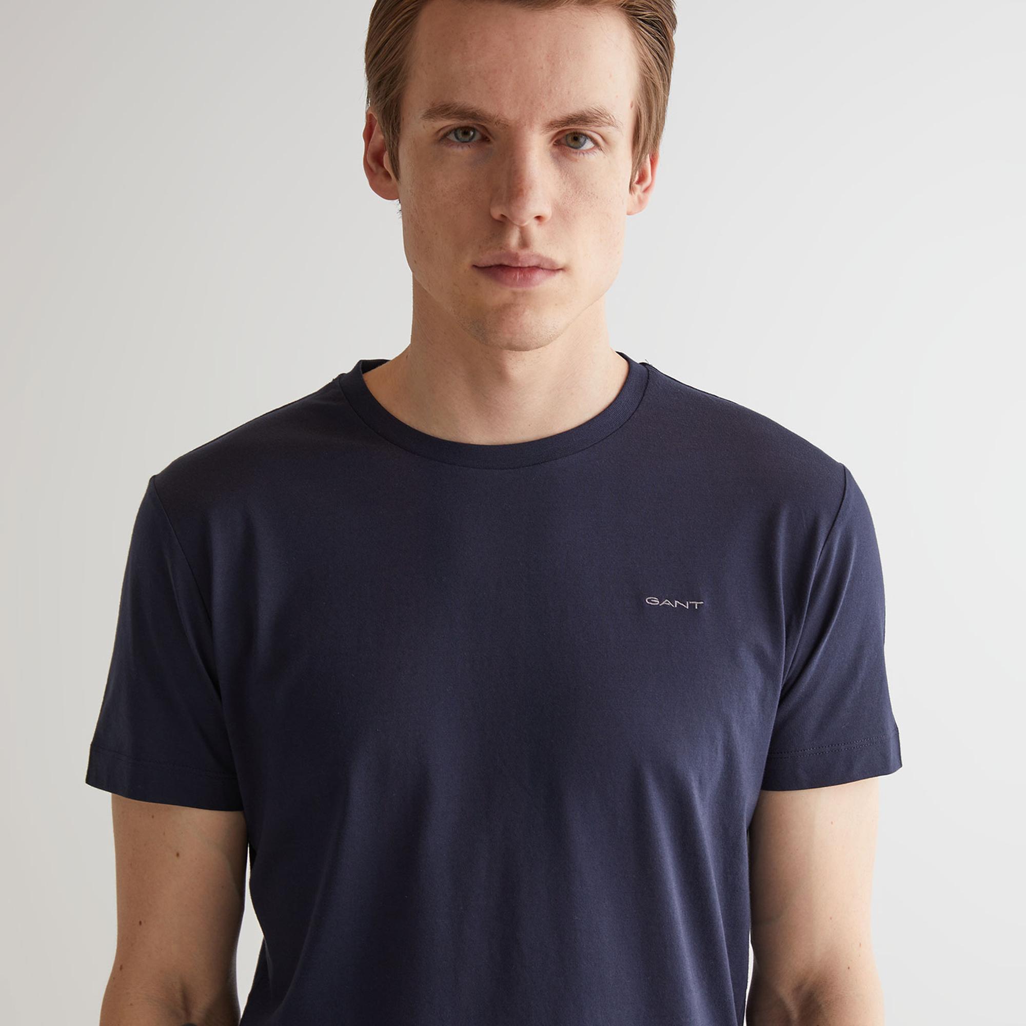 GANT Erkek Lacivert Slim Fit Bisiklet Yaka T-shirt
