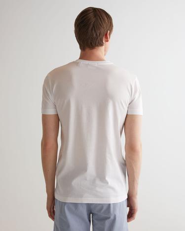  GANT Erkek Beyaz Slim Fit Bisiklet Yaka Logolu T-shirt
