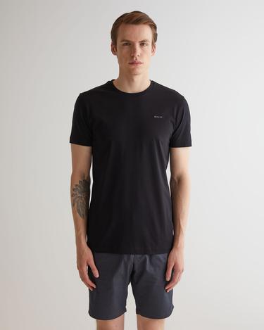  GANT Erkek Siyah Slim Fit Bisiklet Yaka T-shirt