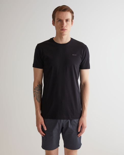  GANT Erkek Siyah Slim Fit Bisiklet Yaka T-shirt
