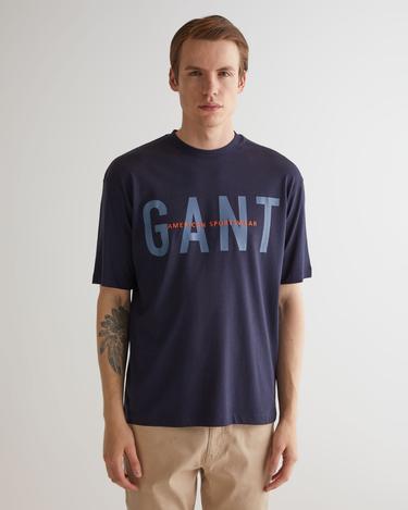  GANT Erkek Lacivert Oversize Fit Bisiklet Yaka Logolu T-shirt