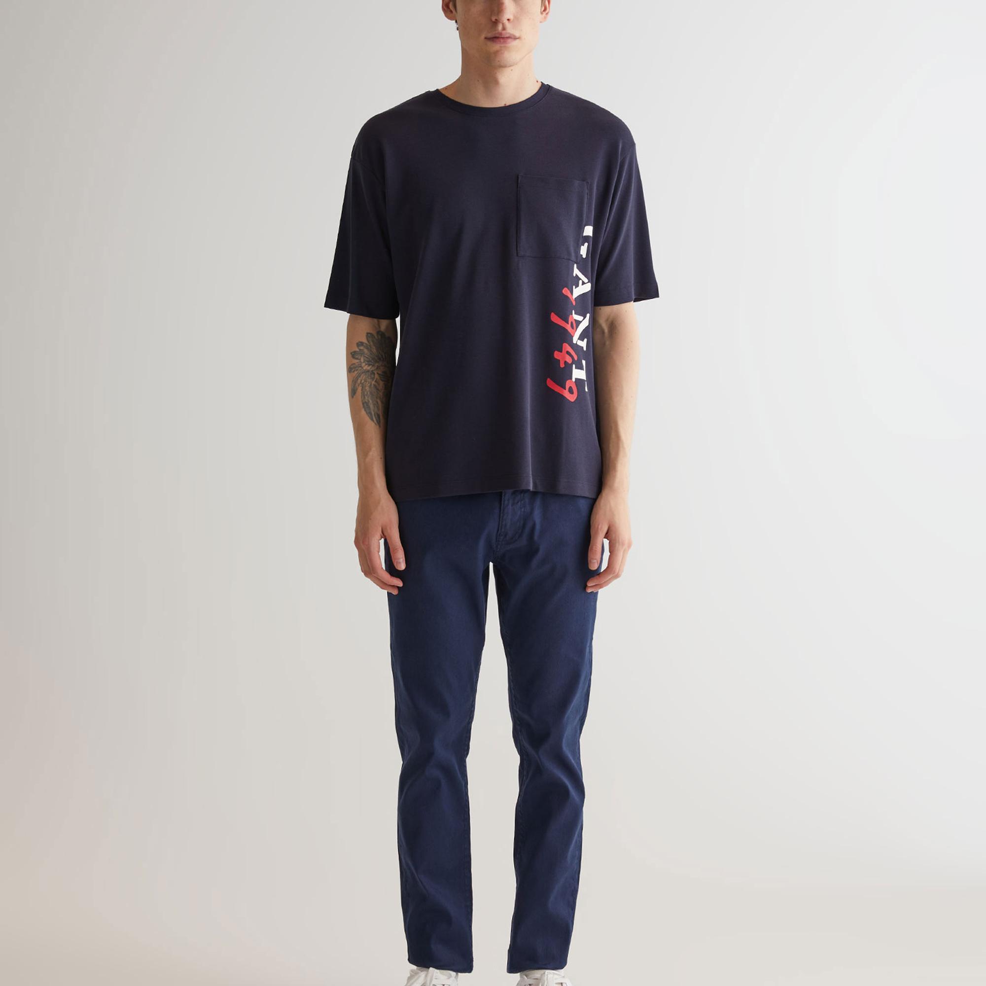 GANT Erkek Lacivert Regular Fit T-Shirt