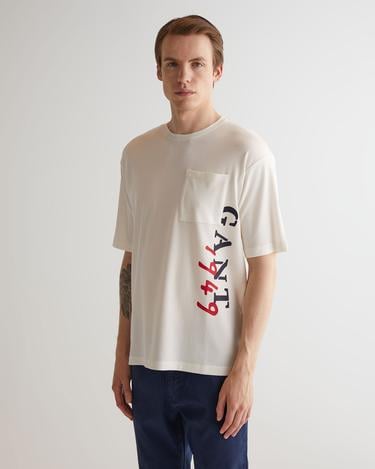  GANT Erkek Krem Regular Fit Bisiklet Yaka Logolu T-shirt