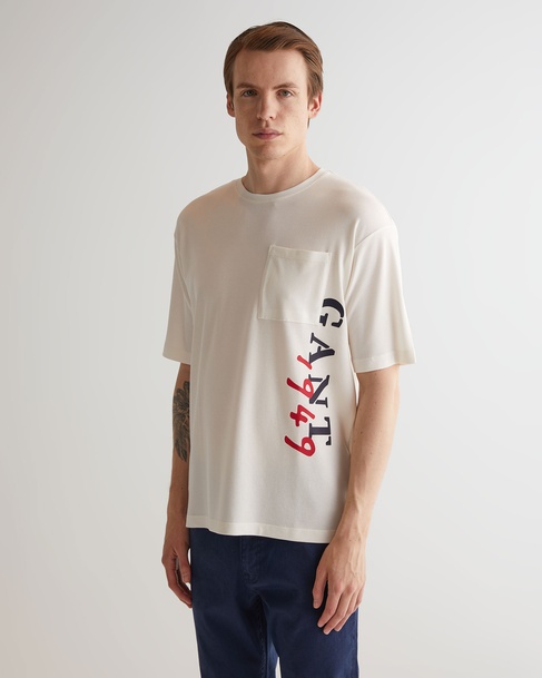  GANT Erkek Krem Regular Fit Bisiklet Yaka Logolu T-shirt