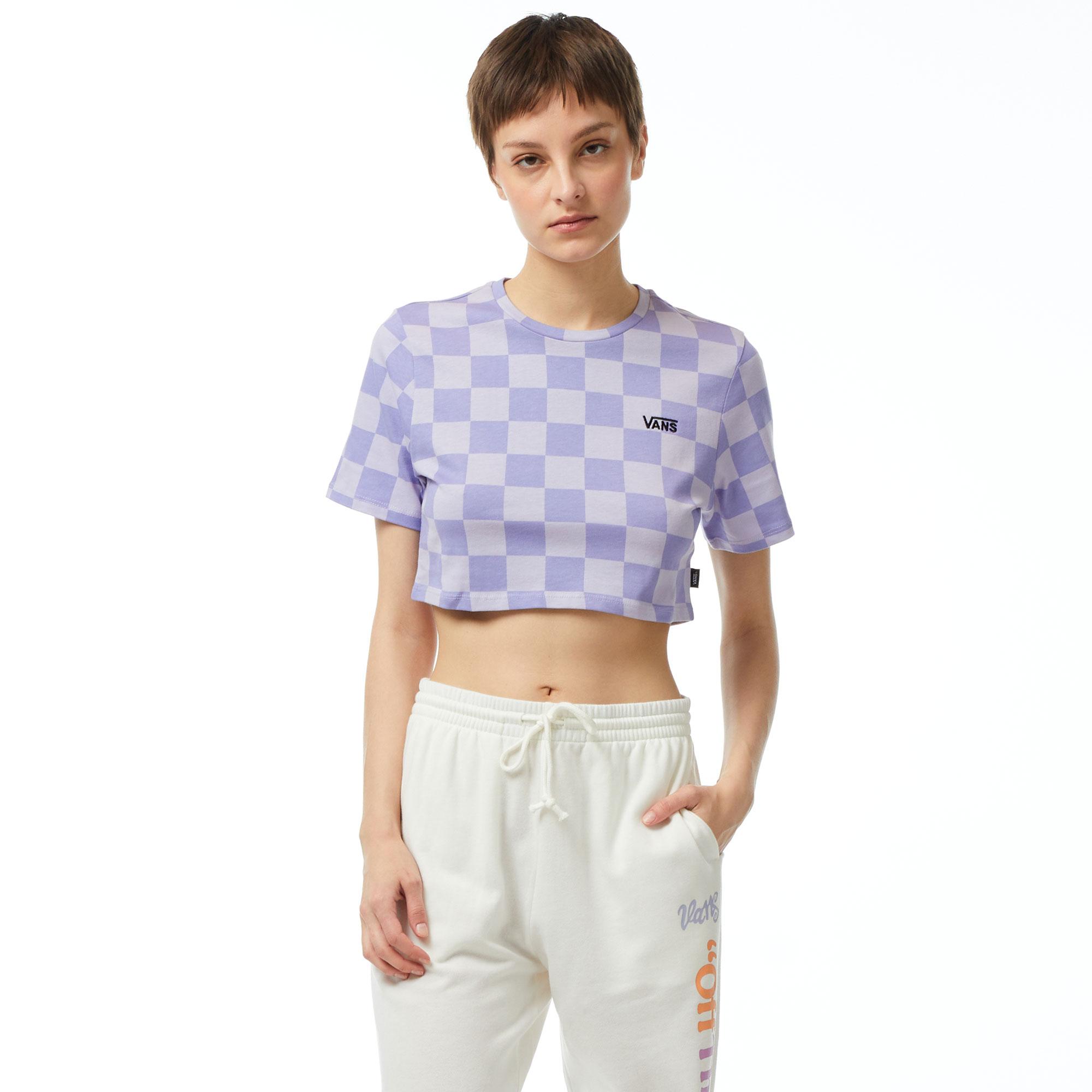 Vans Checker Crew Crop ii Kadın Mor T-Shirt