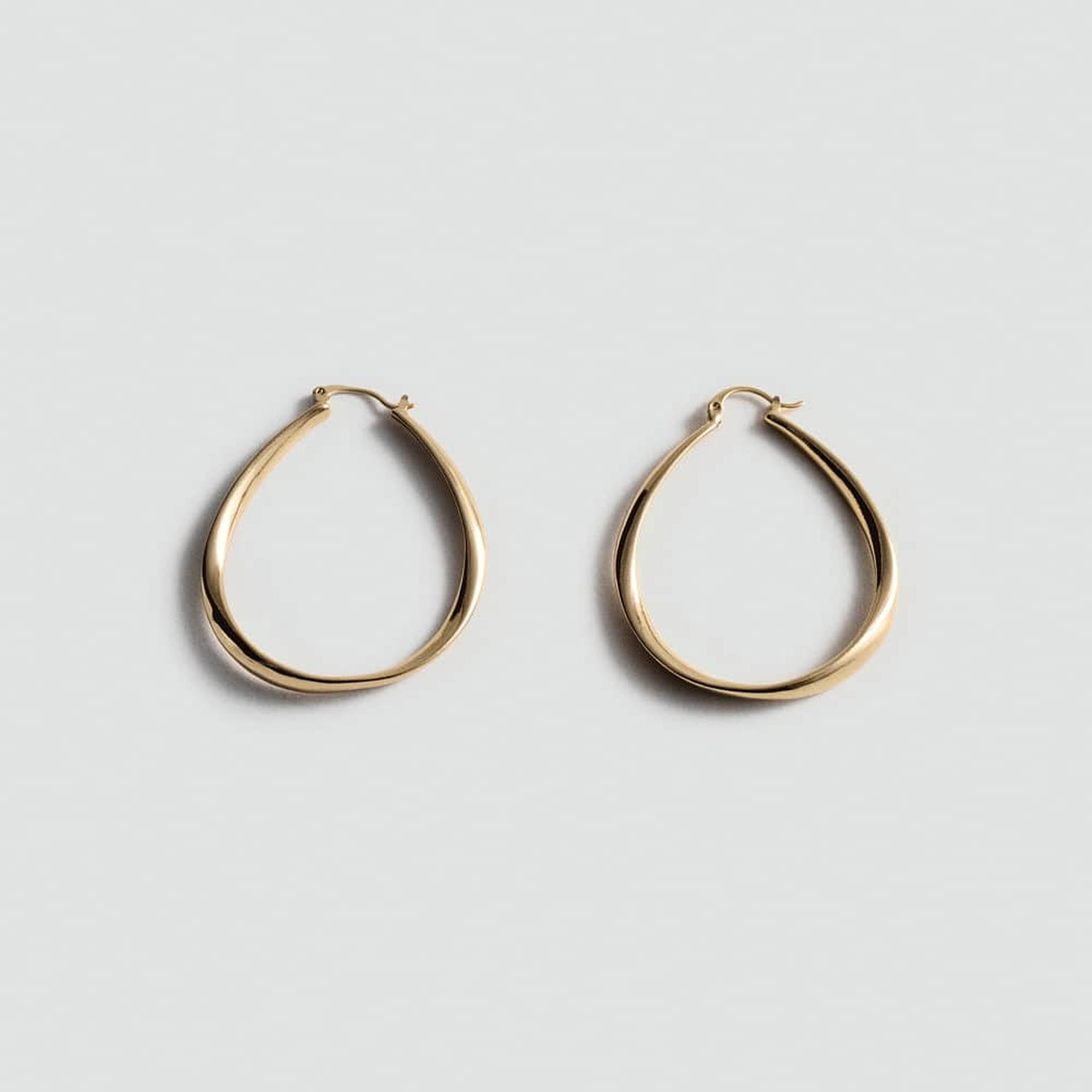 Mango Kadın Oval Halka Küpeler Altın Sarısı