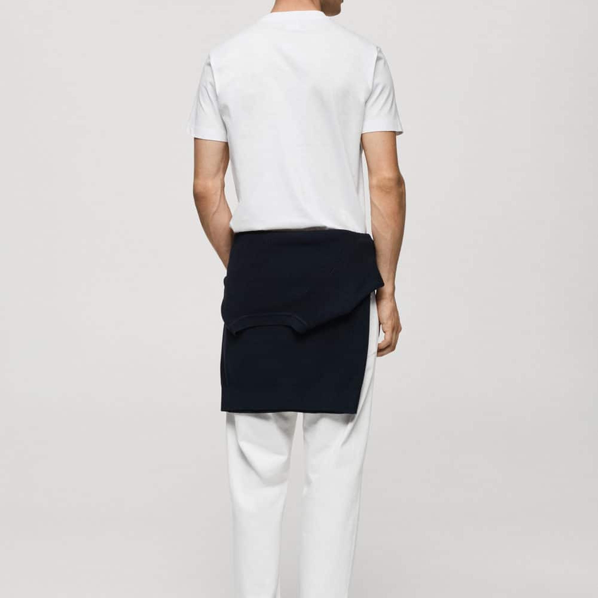 Mango Erkek Dar Kesimli Pamuklu Tişört Beyaz