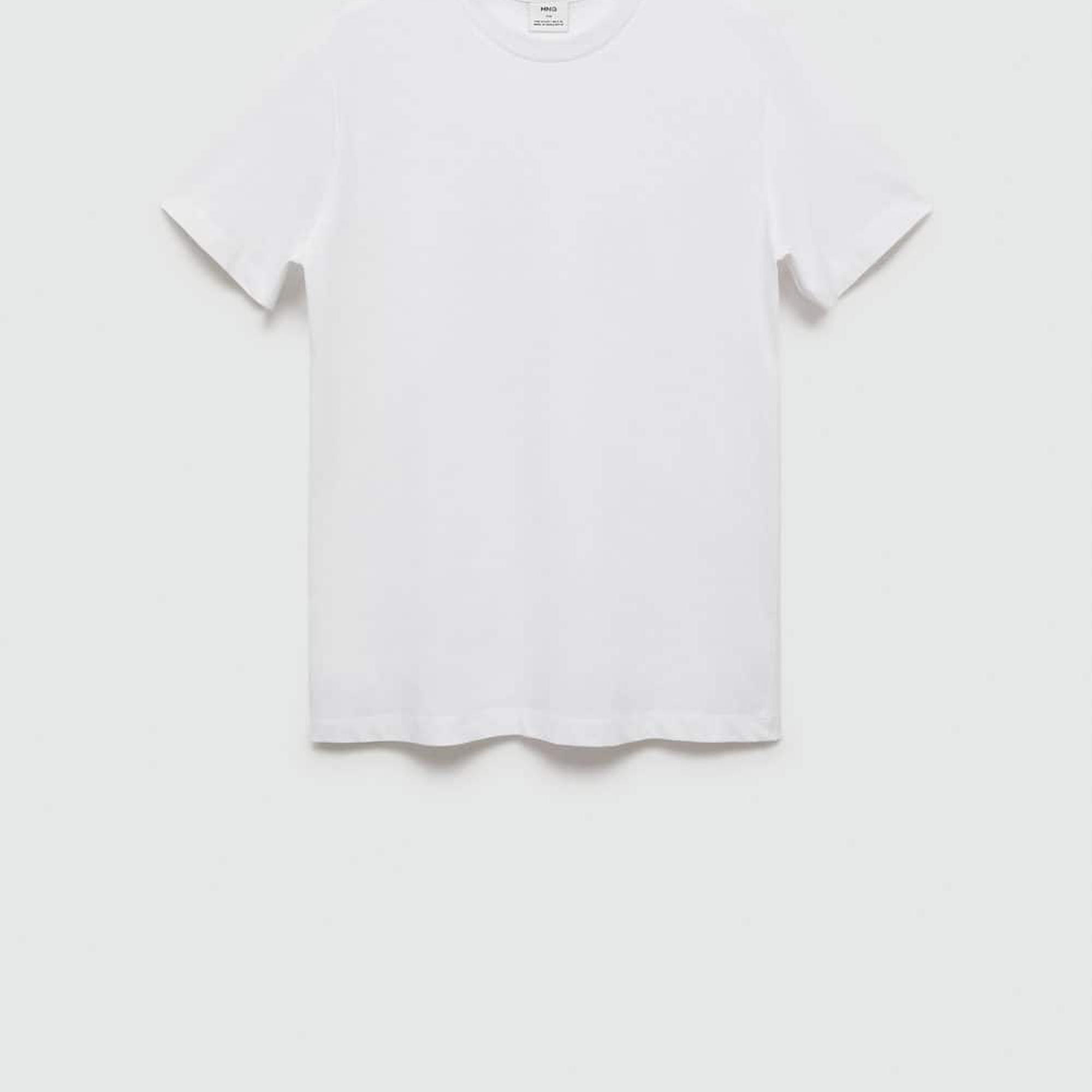 Mango Erkek Dar Kesimli Pamuklu Tişört Beyaz