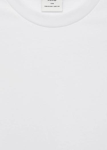  Mango Erkek Dar Kesimli Pamuklu Tişört Beyaz