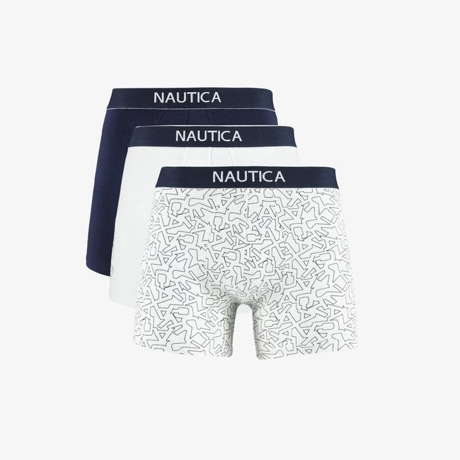  Nautica Erkek Beyaz Desenli 3'lü Boxer