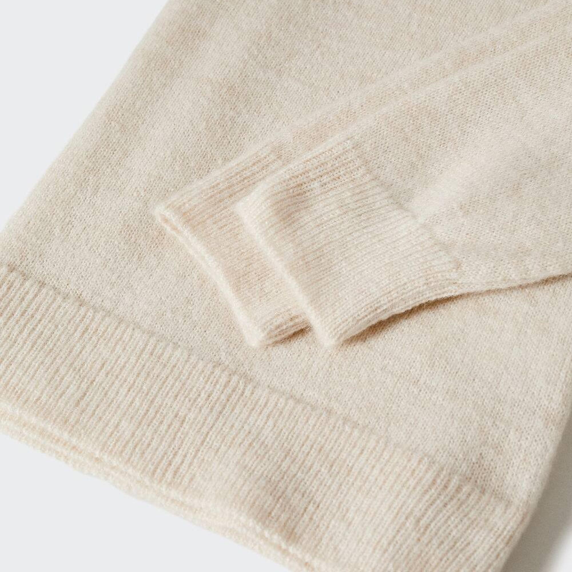 Mango Kadın V Yaka Triko Kazak Ekru