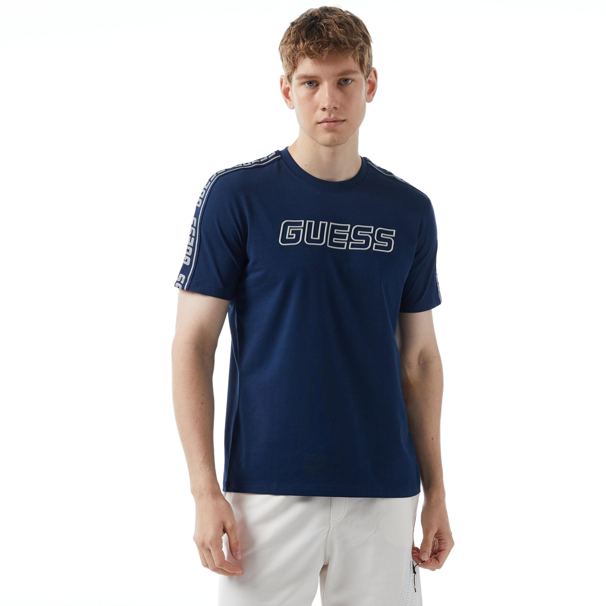 Guess Arlo Mid Organic Stretch Jersey 180 Erkek Mavi T-Shirt