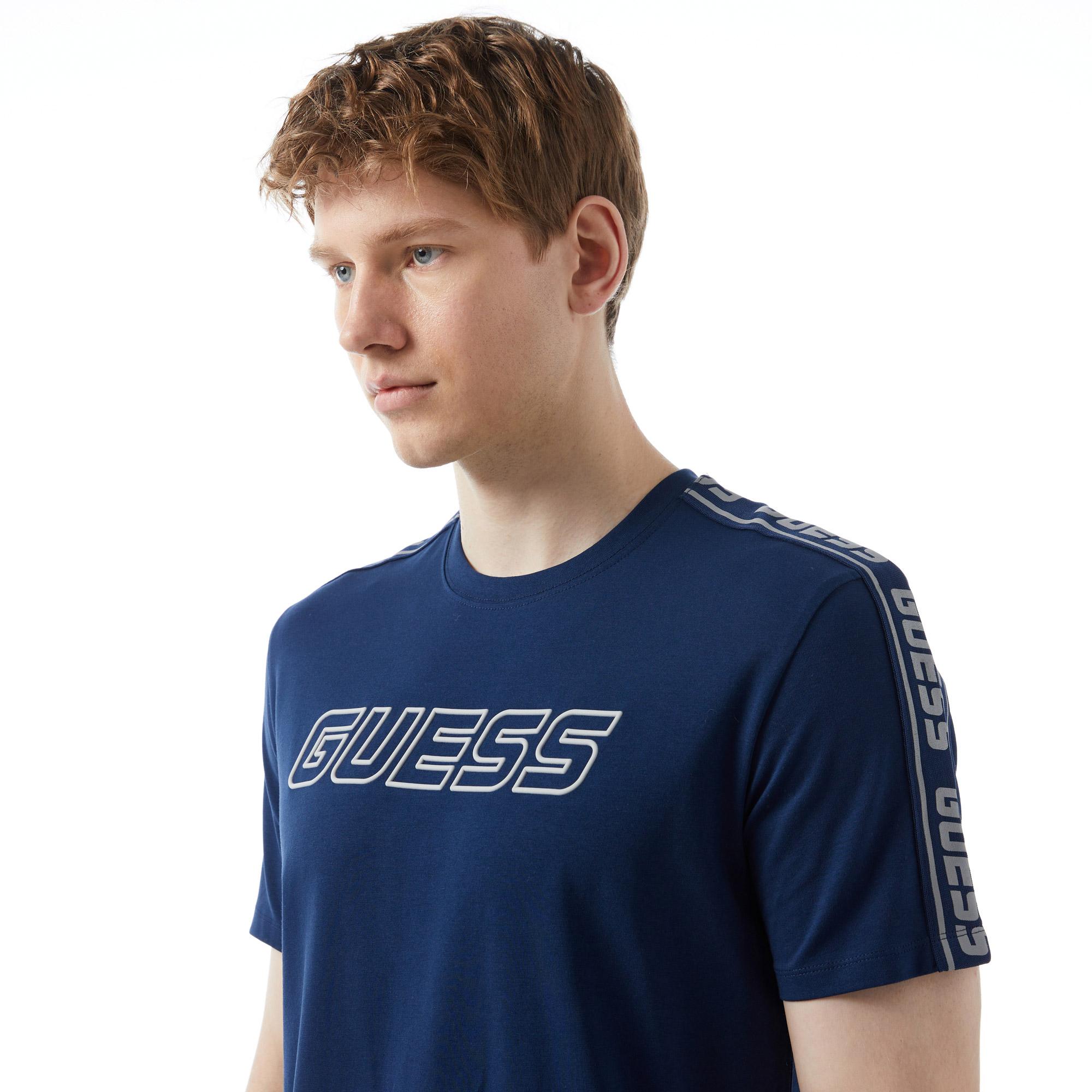 Guess Arlo Mid Organic Stretch Jersey 180 Erkek Mavi T-Shirt