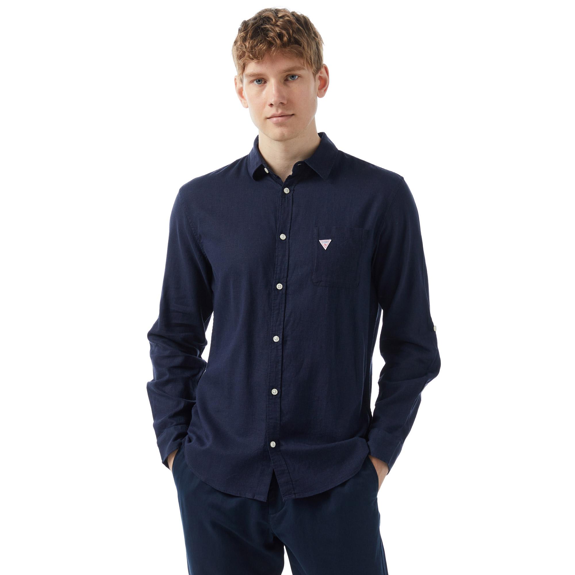 Guess Roll-Up Erkek Lacivert Gömlek