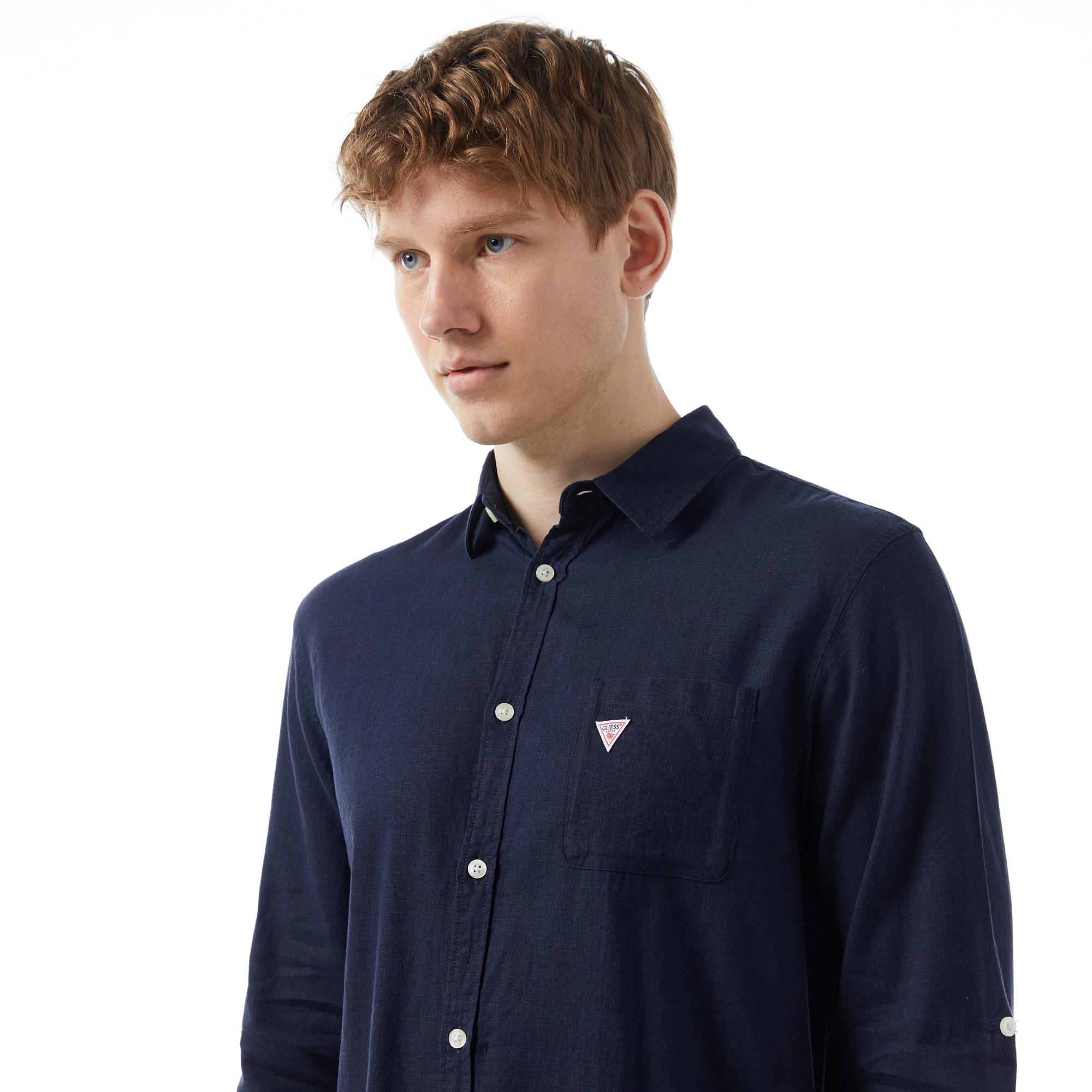 Guess Roll-Up Erkek Lacivert Gömlek