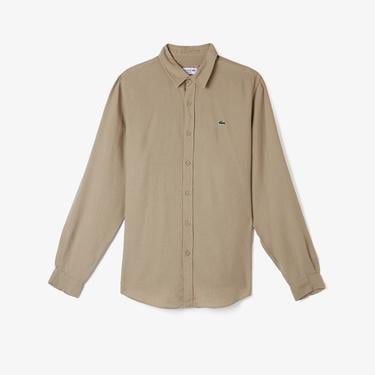  Lacoste Erkek Regular Fit Keten Bej Gömlek
