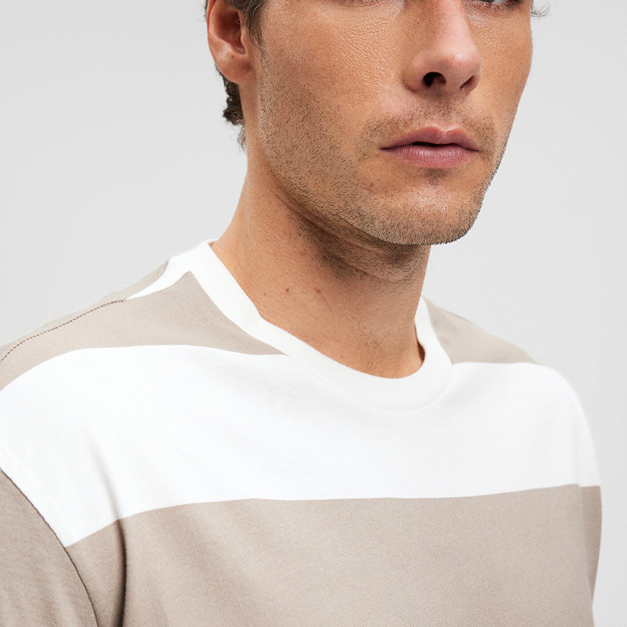 Mavi Kahverengi Tişört Loose Fit / Bol Rahat Kesim 0612076-80656