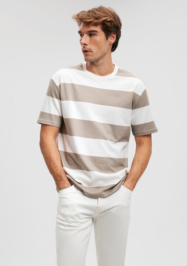  Mavi Kahverengi Tişört Loose Fit / Bol Rahat Kesim 0612076-80656