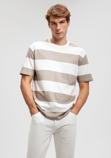  Mavi Kahverengi Tişört Loose Fit / Bol Rahat Kesim 0612076-80656