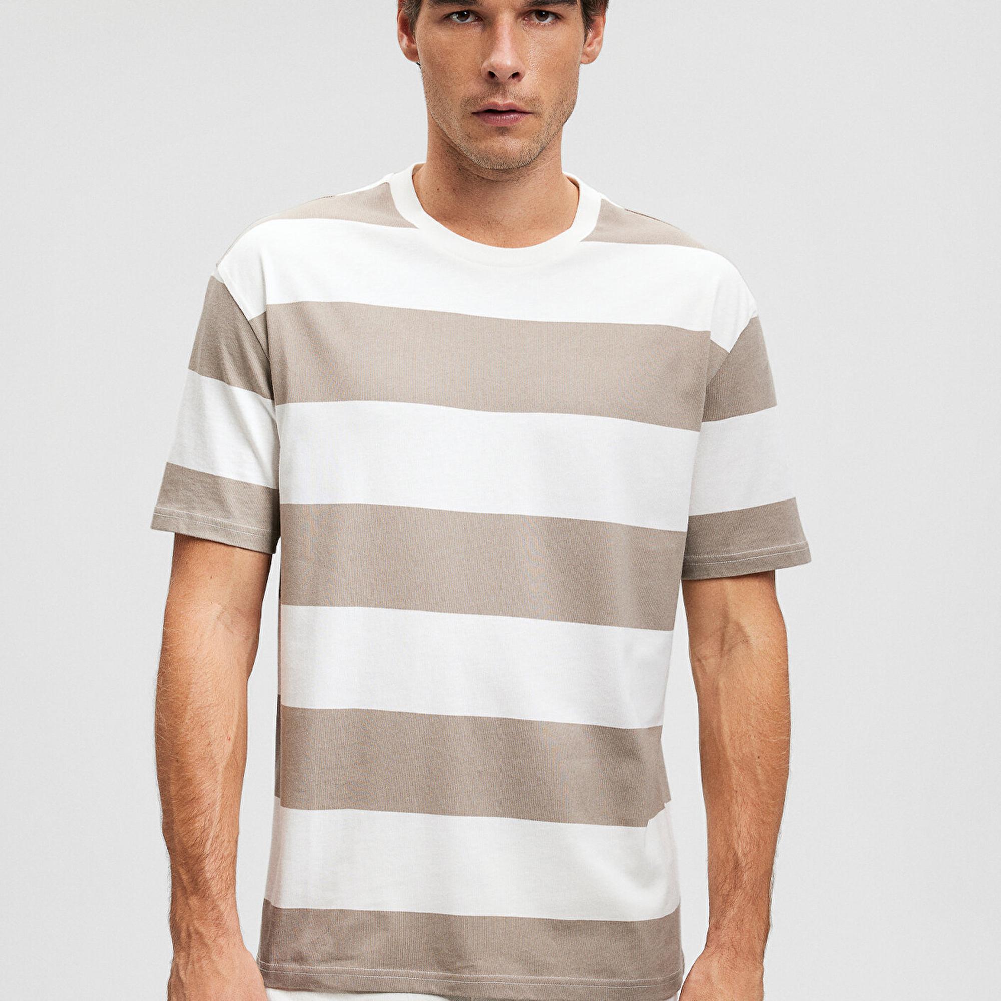 Mavi Kahverengi Tişört Loose Fit / Bol Rahat Kesim 0612076-80656