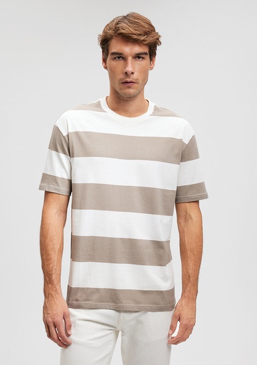  Mavi Kahverengi Tişört Loose Fit / Bol Rahat Kesim 0612076-80656