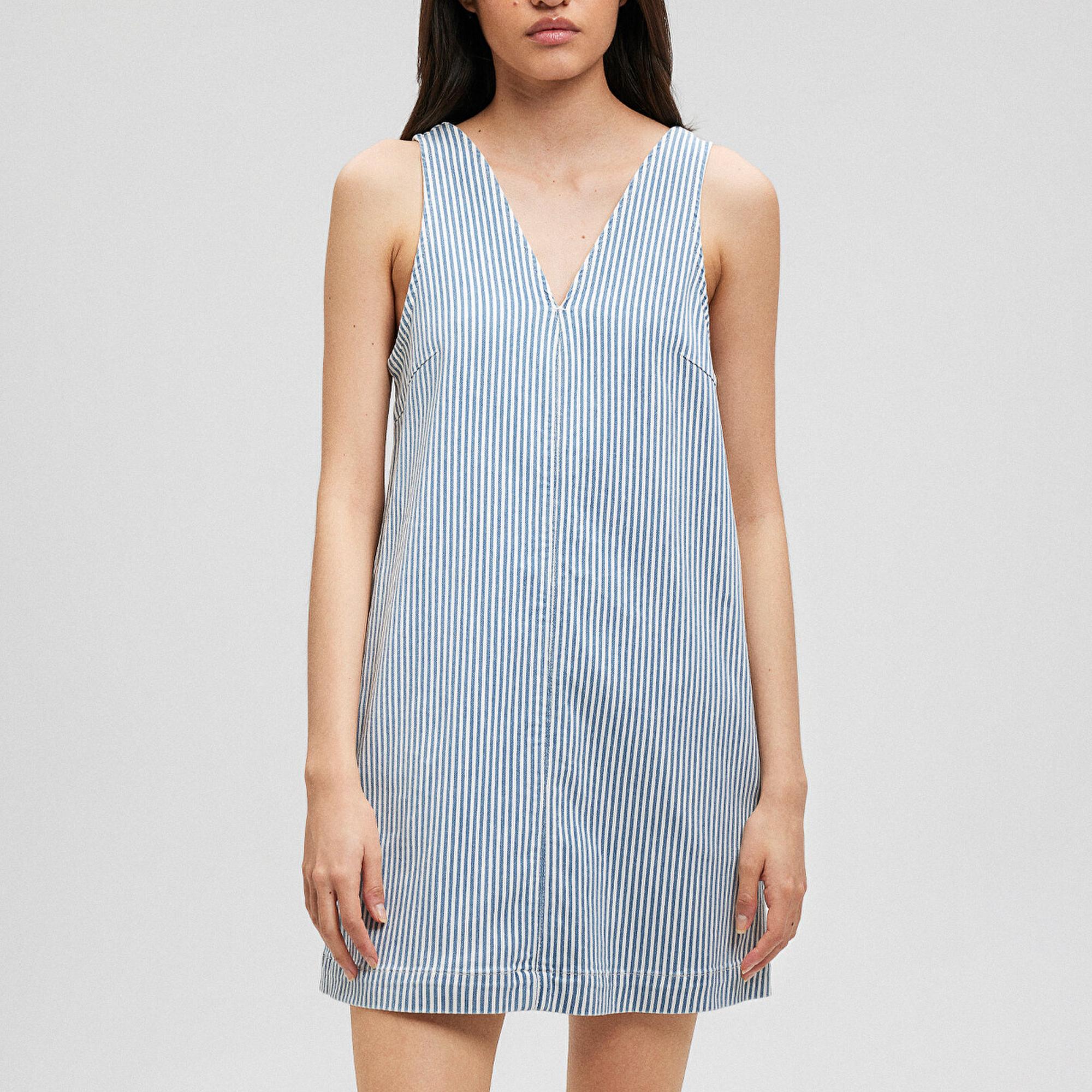 Mavi Bertha Casual Çizgili Jean Elbise 1310425-86266