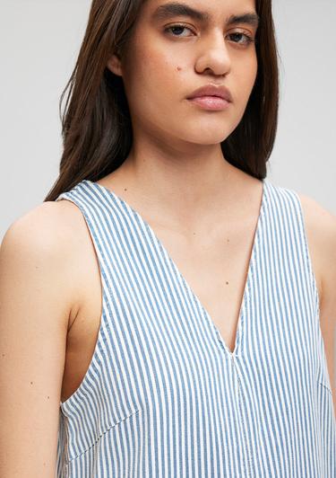  Mavi Bertha Casual Çizgili Jean Elbise 1310425-86266