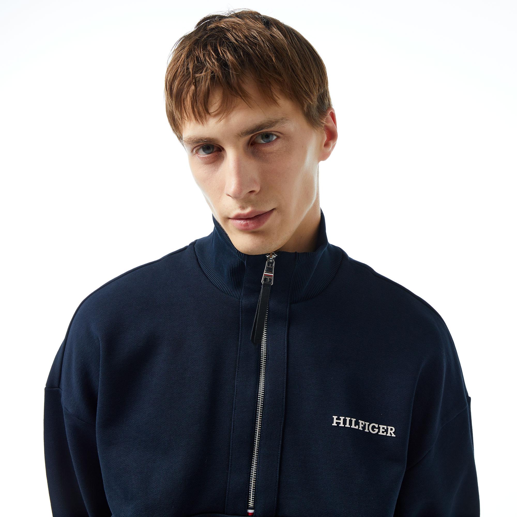 Tommy Hilfiger Monotype Half Zip Erkek Lacivert Sweatshirt