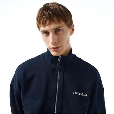  Tommy Hilfiger Monotype Half Zip Erkek Lacivert Sweatshirt
