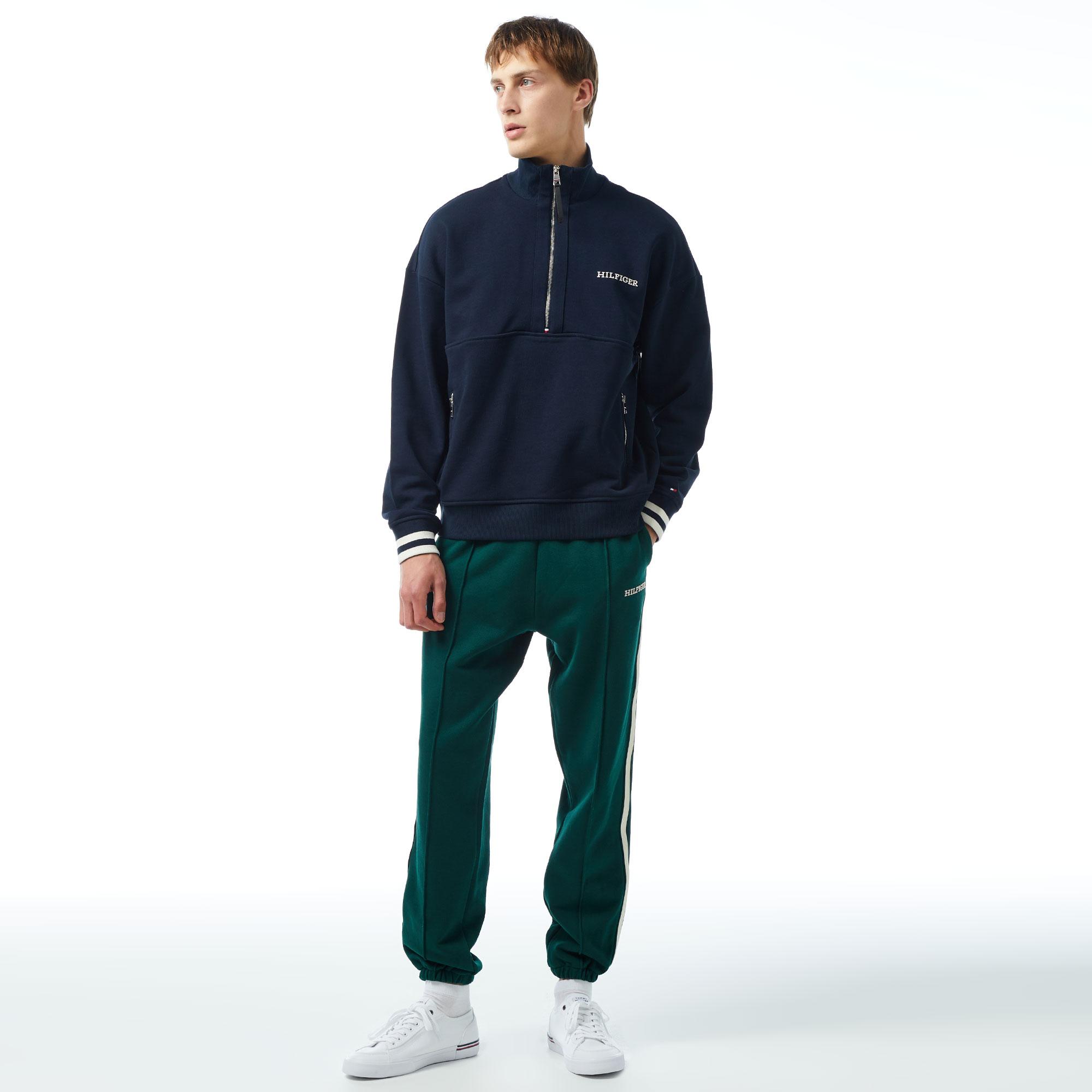 Tommy Hilfiger Monotype Half Zip Erkek Lacivert Sweatshirt