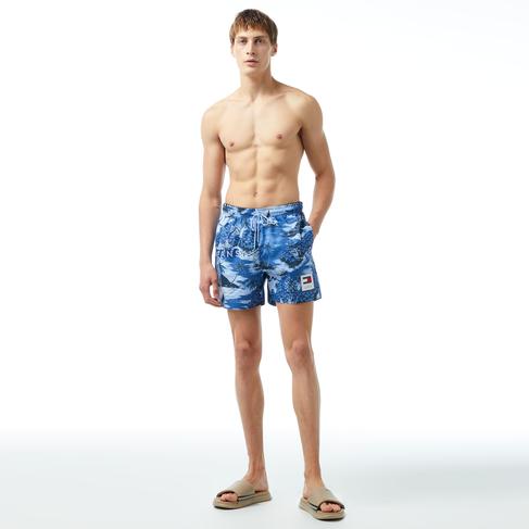  Tommy Jeans Medium Drawstring Print Erkek Mavi Mayo Şort
