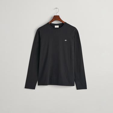  Gant Erkek Siyah Regular Fit Bisiklet Yaka Uzun Kollu T-Shirt