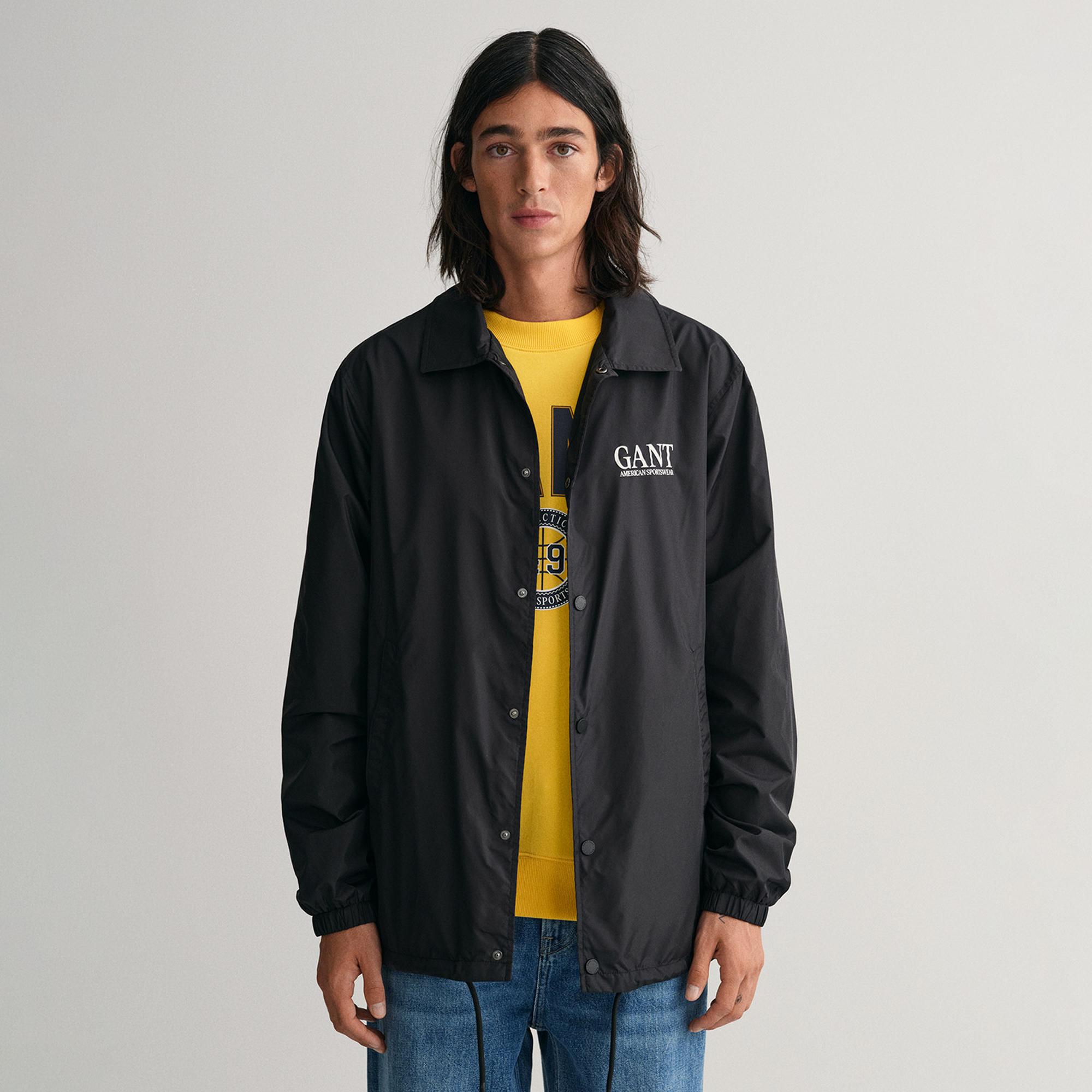 GANT Erkek Siyah Relaxed Fit Logolu Ceket