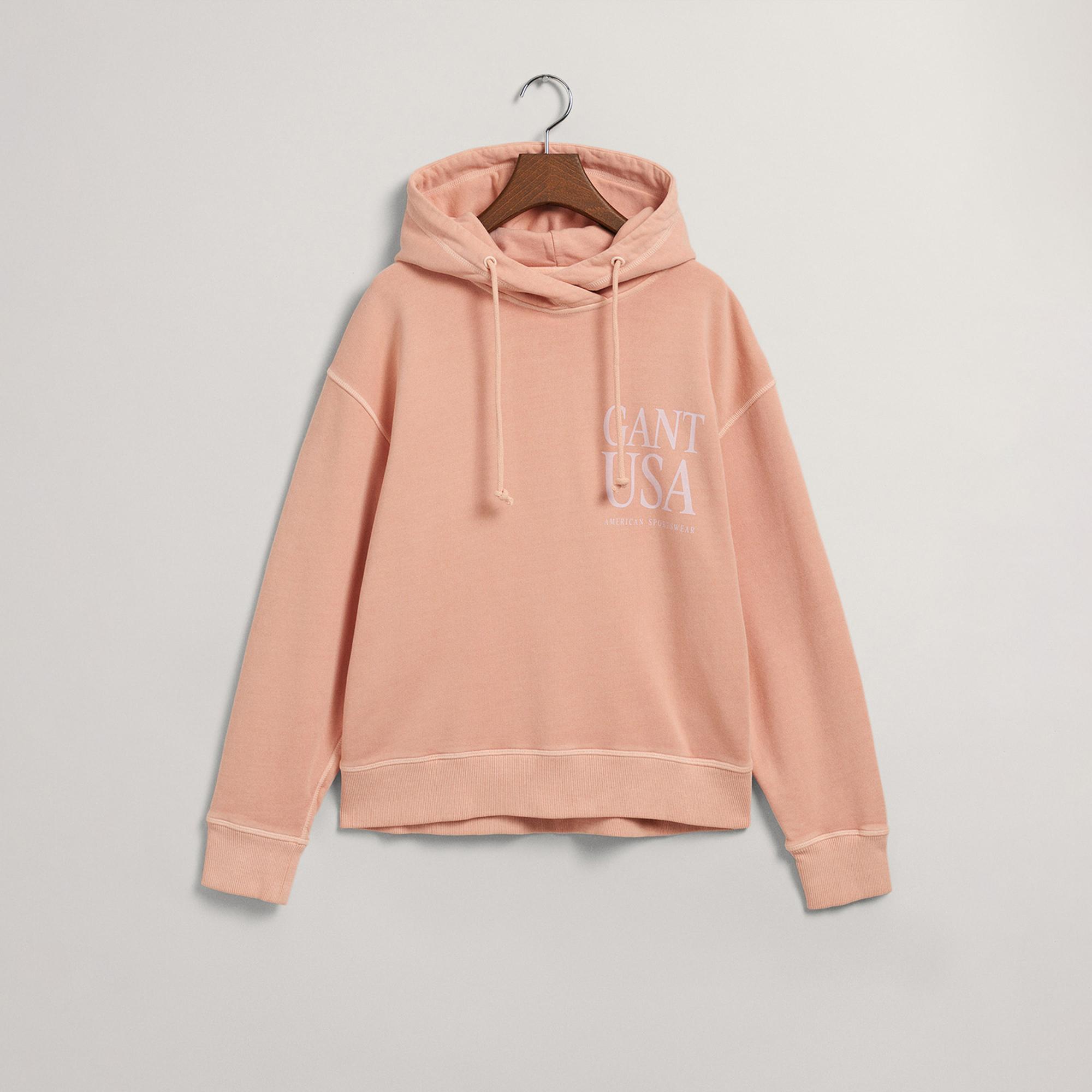 GANT Kadın Turuncu Relaxed Fit Kapüşonlu Logolu Sweatshirt