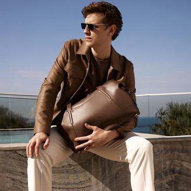  Lincoln Kahve Erkek Deri Seyahat Çantası