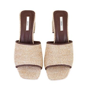  Kadın Kahve Topuklu Hasır Terlik