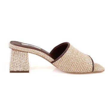  Kadın Kahve Topuklu Hasır Terlik