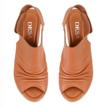  Kadın Taba Topuklu Deri Sandalet