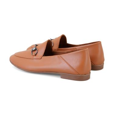  Kadın Taba Toka Aksesuarlı Deri Babet