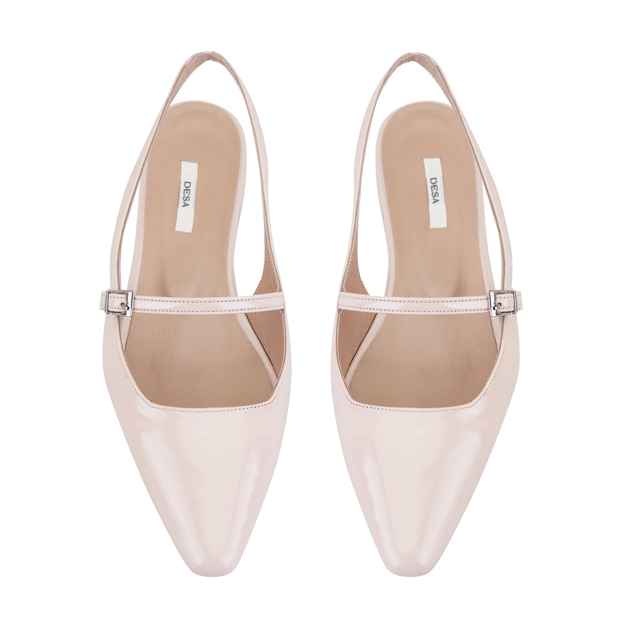 Kadın Pudra Ayarlanabilir Tokalı Deri Babet