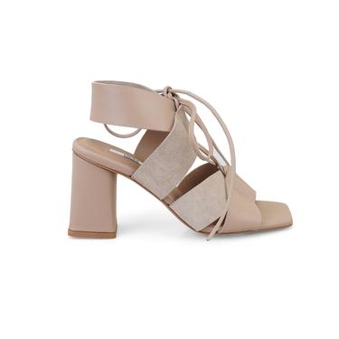  Kadın Bej Topuklu Deri Sandalet