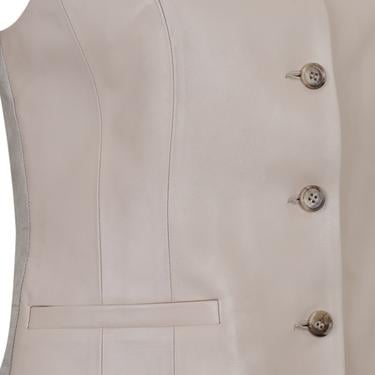  Siena Bej Kadın Deri Keten Yelek/Bluz