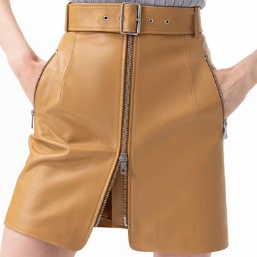  Abrienne Sarı Kadın Deri Etek