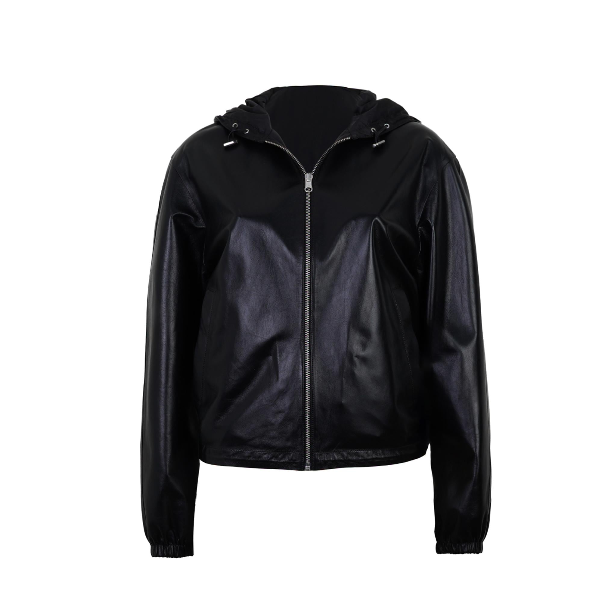 Alette Siyah Kadın Çift Taraflı Bomber Deri Ceket