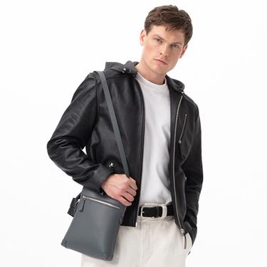  Aimone Siyah Erkek Kapüşonlu Deri Ceket