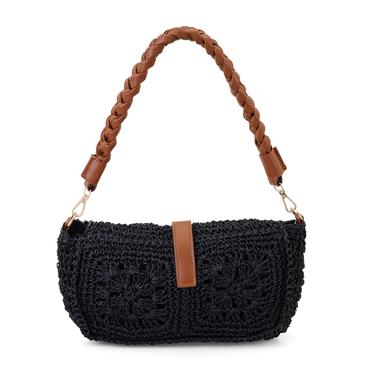  Carlie Siyah Kadın Hasır Omuz Çantası